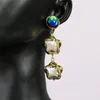Boucles d'oreilles pendantes GuaiGuai bijoux culture blanc Keshi perle bleu verre de Murano plaqué or goutte à la main pour dame cadeau