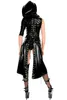 Jurk lange stijl gothic punk zwarte bandage wetlook Sweet Pea latex PVC jurk met capuchon fetish erotische clubwear ninja kostuum