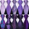 Neck Ties Purple Plaid Men Wedding Tie Silk Necktie For Gifts Handkerchief Cufflink Set BarryWang Fashion Accessories FA0457 230605