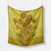Sarongs Van gogh Pintura al óleo Bufanda de seda Moda Mujer 53 cm Pañuelos cuadrados Cabeza Cuello Corbata Banda Pañuelo profesional 230605