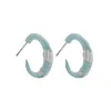 Hoop Earrings Niche Korean Design Sense Simple Enamel Metal Love Fashion C-shaped Senior Blue Retro Light Luxury