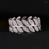 Anneaux de mariage mignon femme petit Zircon blanc feuille anneau de luxe couleur argent CZ pierre mode plante fiançailles pour les femmes