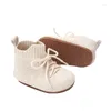 First Walkers 0-12months Baby Girls High Top Shoes Solid Color Soft Sole Non-Slip Sheos For Born Bandage Flat
