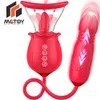 Metoy Upgrade Rose Sex Dual Stimulation mit 7 Zungenlecken und 3 Stoßvibratoren, Dildo, Klitoris, Nippel, schnelles Vergnügen