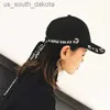 Punk Personality Women's hip hop baseball caps British Strings Rings Long belt letter snapbacks hat Dance caps L230523