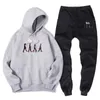 Survêtements pour hommes The Deeps Pedestrian On Foot Printing Hommes Sweatpant Sweatpant Winter Warm Fleece 2 Piece Sets Loose Oversize Sportswear