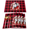 Bord mattor naturliga jute säckväv julgran jultomten tryckt plats matta tyg skål pad cup doily kök placemats