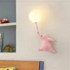 Wall Lamp Creative White Bear With 3D Moon For Bedroom Bedside Boys Girls Kids Children's Room Home Decor Lighting G9 Light