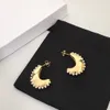 New Moon shaped Earrings Feminine Style Smooth Brass Gold Plated Pearl Earrings Luxury Jewelry E3002