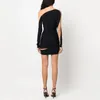 Casual Dresses 2023 Spring and Summer Women's Dress Y2k Seught-Through Mesh Gaze Splice Asymmetric Gleats Slim Fashion Sexy Short