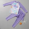 Roupas femininas de duas peças mangas compridas calças compridas protetor solar de praia secagem rápida maiô infantil médio e mais velho 230606