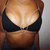 Andra modetillbehör Bohemian Beach Sexig bröstkedja för kvinnor Full Cross Chest Chain Shining Crystal Bh Bod Halsband Choker Jewelry 230607
