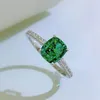 Anelli a grappolo 925 argento 6,5 7,5 mm smeraldo diamante carbone aquamarine per donne spumanti matrimoni sottili regalo per la mamma