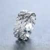 Anneaux de mariage mignon femme petit Zircon blanc feuille anneau de luxe couleur argent CZ pierre mode plante fiançailles pour les femmes