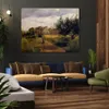 Canvas Art Impressionist Entering A Village Camille Pissarro Landscape Painting Handmade Romantic Decor for Kitchen