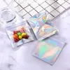 100 Pieces Resealable Smell Proof Bags Foil Pouch Bag Flat laser color Packaging for Party Favor Food Storage mylar Classic