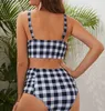 Maternity Swimwears Plaid Sexy Pregnant Women Tankinis Set Premama Clothes Maternity Swimsuit Beachwear Plus Size Pregnancy Swimwear Bathing Suits T230607