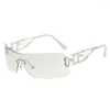 Solglasögon Y2K Metall Europeiska och amerikanska personliga Hip Hop Fashion-glasögon i ett stycke