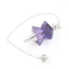 Pendant Necklaces Silver Plated Pyramid Amethysts Stone Pendulum For Scrying Black Agates Link Chain Jewelry