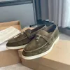 Verano 23S / S Marca Hombres LoroPiana Zapatos casuales Encantos Caminar Mocasines Low Top Suede Cuero de vaca LP Oxfords Mocasines planos Comodidad Suela de goma Caballero caminando