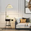 Golvlampor nordiskt veckat tyg modernt enkelt kreativt vardagsrum ledde stående ljus trådlös laddningsbar säng
