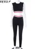 Pantaloni a due pezzi da donna Akaily Summer Black Patchwork Set a due pezzi per le donne 2023 Streetwear Pantaloni skinny Tute Casual con pannelli Felpe Donna J230607