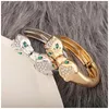 Braccialetto HAHATOTO progettato squisita placcatura in oro leopardo animale con strass braccialetto di moda per le donne goccia