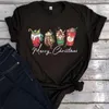 T-shirts pour femmes Noël Latte Shirt Café T-shirt Amant Vêtements esthétiques T-shirt de vacances Dessin animé
