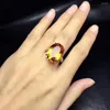 Cluster Rings Natural e Real Citrine Stone Solid 925 Silver Gemstone Ring For Women's Wedding Party Elegant Jewelry