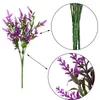 Dekorativa blommor 3 Bunches flockade plastlavendelbunt Fake Plants Weddle Brid Bouquet Inomhus utomhus hem Kökskontorsbord