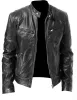 QNPQYX Nouveaux Hommes Vestes Cool Style Hommes Fausse Fourrure En Cuir Veste Noir Marron Slim Fit Chaud En Plein Air Coupe-Vent Biker Mâle De Mode Fermeture Éclair Solide Manteau