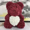 Декоративные цветы 40 см розовой медведь искусственное красное для женщин Свадьба Свадьба Свадьба рождения Рождественский подарок на дом украшение