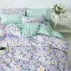 Bedding sets Floral Bedding Set with Duvet Cover Flat Sheet with Pillowcases Kids Queen Full Size Boys Girls Bed Linen 230606