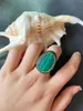 Cluster Rings 2023 Natural Malachite Electropated Leather Armband Women's Fashion Trend Luxury Light smycken