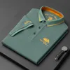 Polos pour hommes Respirant Coton de haute qualité pour hommes polo brodé été haut de gamme affaires décontracté Revers à manches courtes T-shirt 230607