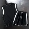 Men's Suits Blazers 2-piece men's casual sportswear summer short sleeved set men's sleeveless sportswear men's clothing