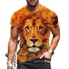 Мужские футболки Мужская футболка с принтом льва Топы с короткими рукавами 3D футболки для мужчин Футболка большого размера с изображением боевых животных Дизайн одежды