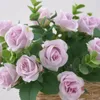 Fiori decorativi 11 teste Bouquet di rose di eucalipto fai-da-te Bouquet di fiori artificiali Tavolo per feste di nozze Simulazione finta Pianta in camera Decorazioni per la casa