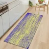 Tapis Tapis de cuisine à rayures colorées Texture en bois longue bande chambre couloir tapis doux anti-dérapant tapis de salon R230607