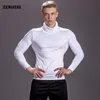 T-shirty męskie stałe kolorowe koszulki ściskające kołnierzyki Męskie kulturystyka