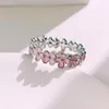 Anelli a grappolo CAOSHI Fresh Pink Flower Ring Lady Sweet Jewelry per la vita quotidiana Accessori color argento Donna Dainty Female