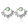 Stud Earrings OPAL LOTUS FLOWER Ear Jacket Mandala Moonstone Gypsy Studs For Women Summer Beach Boho Chic Jewelry Ethnic