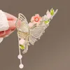 Hårklipp Barrettes Retro Butterfly Flower Fringe Scrunchie Ponytail Claw Clip Metal Crab Elegant Delicate Accessories Female Z0607