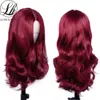 Mulher 99J Body Wave Lace Wigs 13X4 Lateral Red Burgundy Lace Wigs Synthetic Middle T Part Lace Wigs For Women Glueless 180% Density 230524