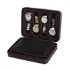 8 Slot Portable Black Carbon Fiber PU Leather Watch Zipper Storage bag Travel Jewlery Watch Box Bag Personalized Luxury Gift325l