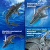 Electric RC Boats Remote Control Dinosaur Mosasaur Underwater Toy Boat Light Spray Water Swimming Pool Lake Bath Birthday Gift 230607