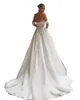 Богемская 3D цветочные кружевные кружева с плечом с платья свадебные платья