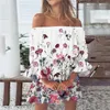 Robes décontractées femmes imprimé fleuri Mini 2023 été Sexy hors épaule Flare manches tunique robe femme Boho plage Vestidos