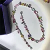 Ketten Schatz Bonbonfarbene Kristall CZ Halskette Licht Luxus High Grade Liebe Regenbogen Kragen Kette Armband Für Frauen