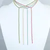 Chains Arrived 2MM Slim Turquoises Stone CZ Tennis Chain Long Sexy Women Y Lariat Necklace For Lady Wedding Jewelry Gift